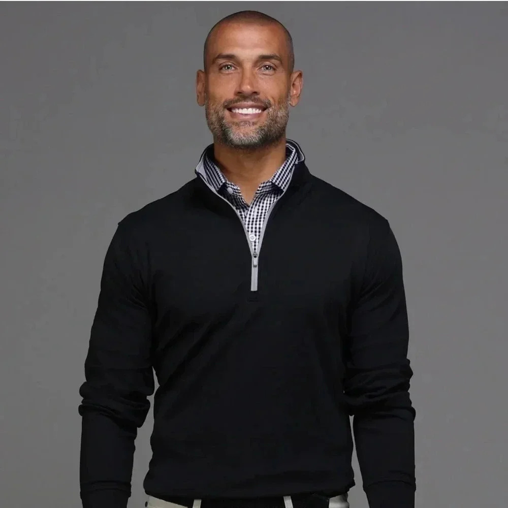 Rorie Whelan Golf Sports  1/4‎ Zip Pullover Jacket Black Stretch Men's XXL NWT